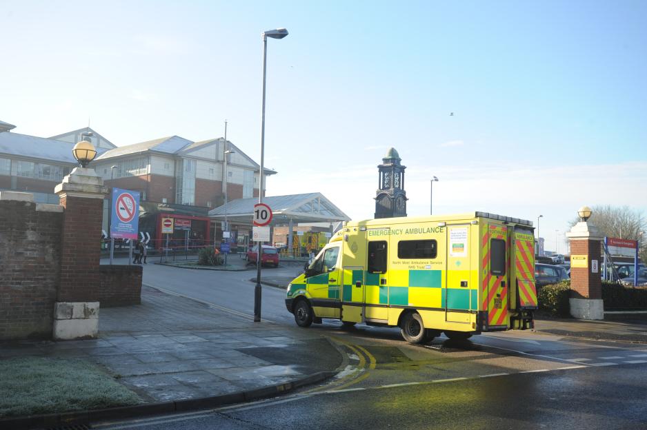 Ambulance outside Blackpool Victoria Hospital.