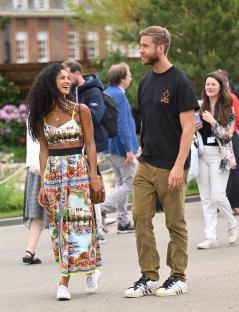 Vick Hope and Calvin Harris at the Chelsea Flower Show.