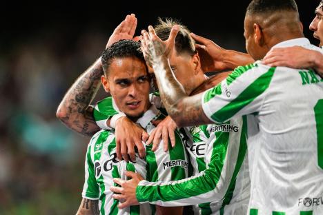 Real Betis players celebrating a goal.
