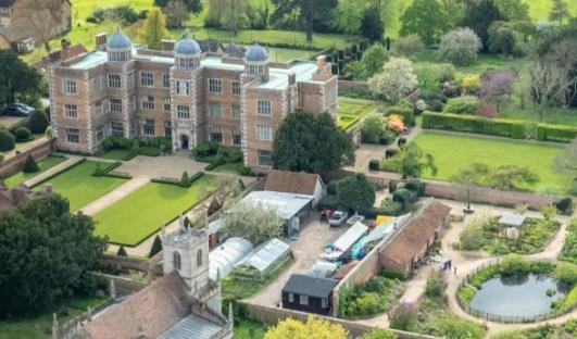 Aerial view of Doddington Hall and Gardens.