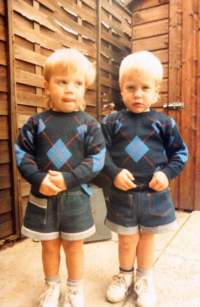 Olly Murs as a toddler with his twin brother.