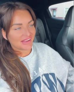Woman in a car, talking about awkward school runs.