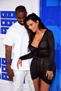 Kanye West and Kim Kardashian at the 2016 MTV Video Music Awards.