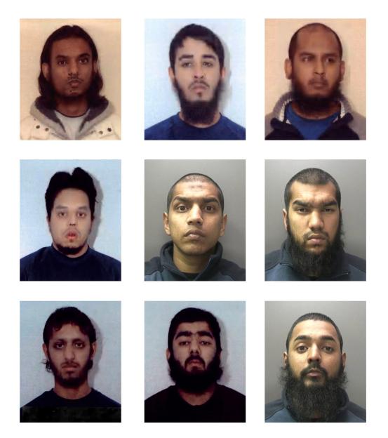 Mugshots of nine men convicted on terror charges.