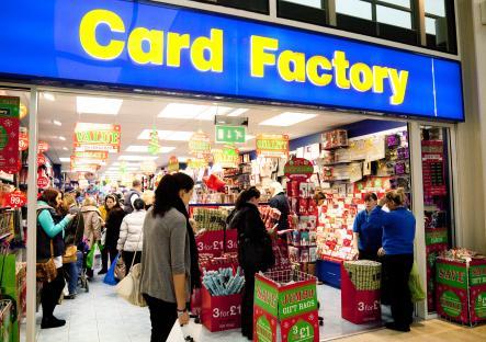 Interior view of a Card Factory store.