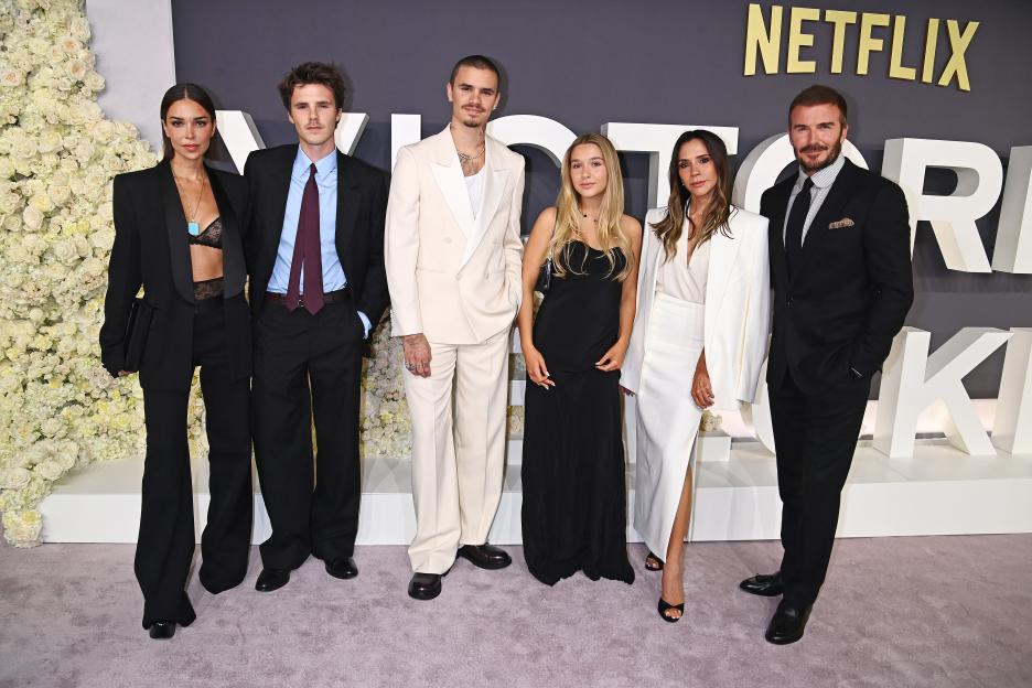 Jackie Apostel, Cruz Beckham, Romeo Beckham, Harper Beckham, Victoria Beckham and David Beckham at the World Premiere of "Victoria Beckham"