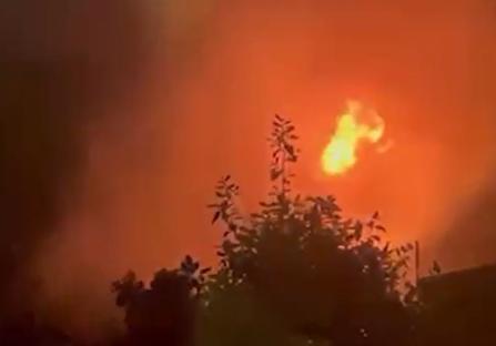 Large fire in the sky.