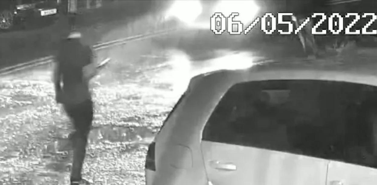 CCTV footage of a car hitting a pedestrian.
