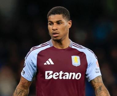 Marcus Rashford of Aston Villa during a Premier League match.
