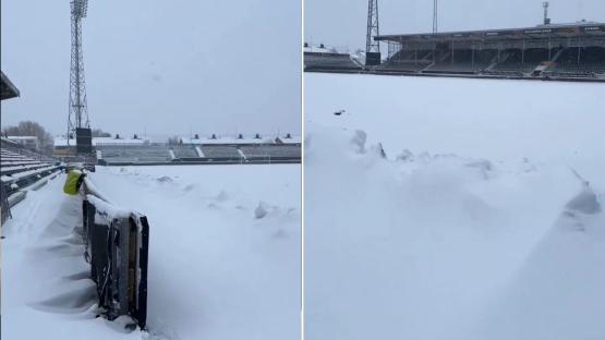 Europa League stadium buried under snow just hours before kick-off in quarter-final