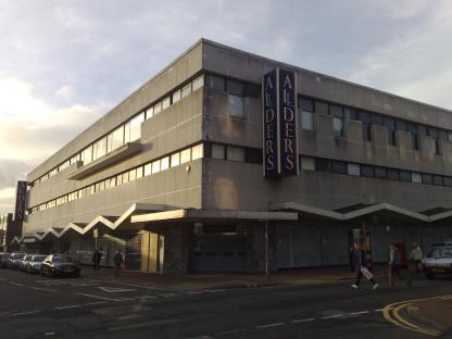 Aerial view of the Allders shopping centre in Camberley.