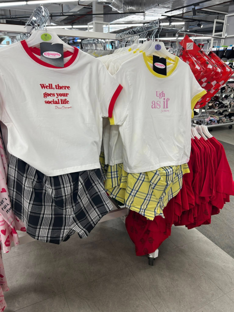 Clueless pajamas on display at a store.