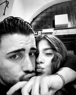 Black and white photo of a young couple.