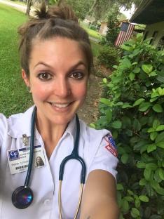 Selfie of a nurse with her stethoscope.