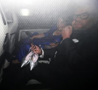 Ruth Jones and James Corden in a car after the BAFTA TV awards.