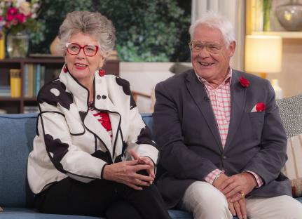 Prue Leith and John Playfair on a TV show.