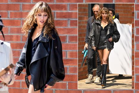Miley Cyrus stuns as she shows off her legs in knee boots and leather mini skirt for photoshoot