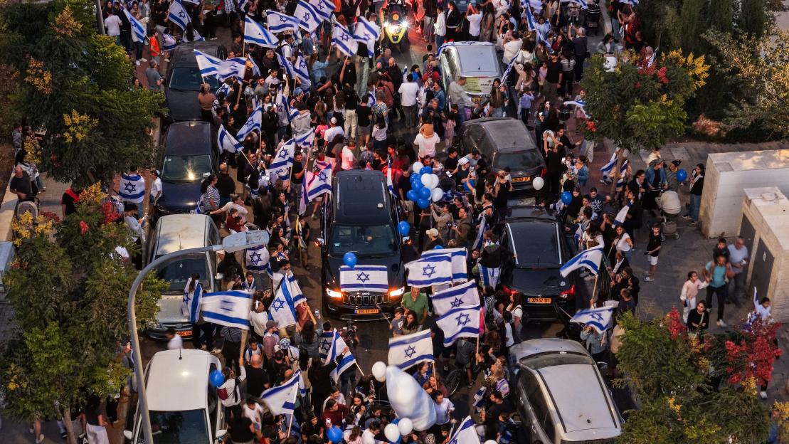 Elkana Bohbot, a former hostage, returns home, following his release from captivity, in Mevaseret Zion
