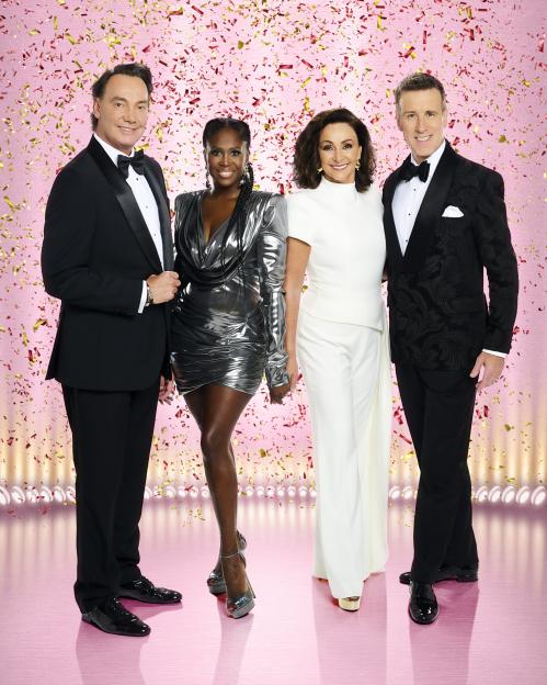 Four judges from Strictly Come Dancing, from left to right: Craig Revel Horwood, Motsi Mabuse, Shirley Ballas, and Anton Du Beke.