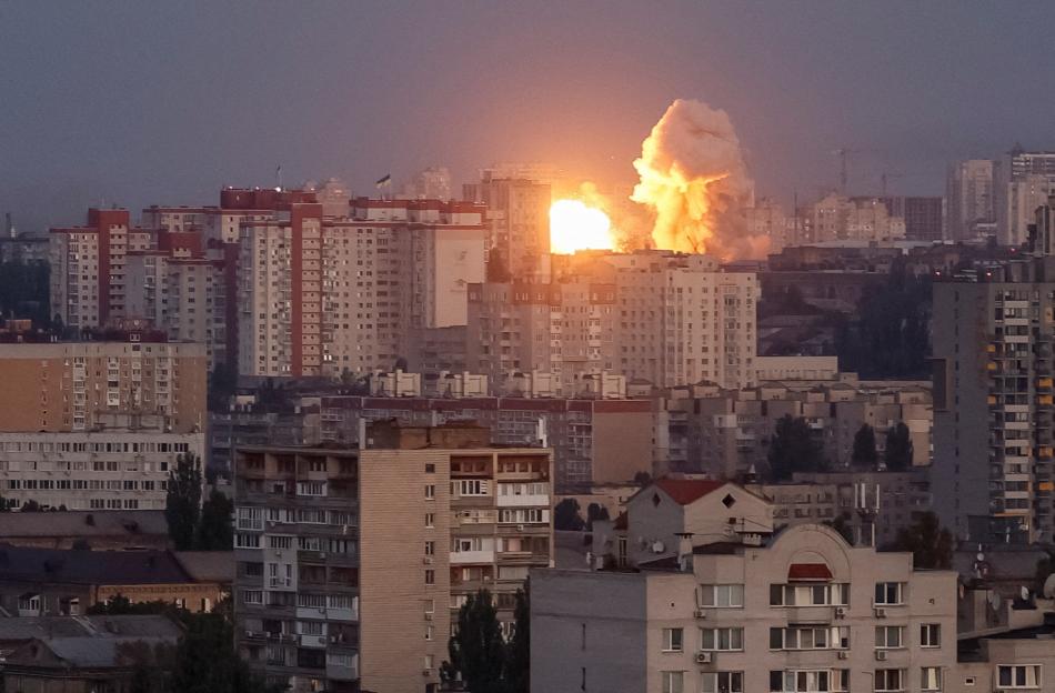 Missile explosion over Kyiv.