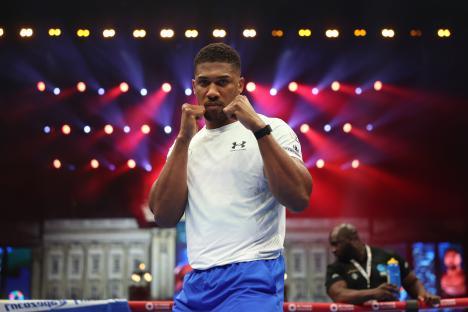 Anthony Joshua at a boxing workout.
