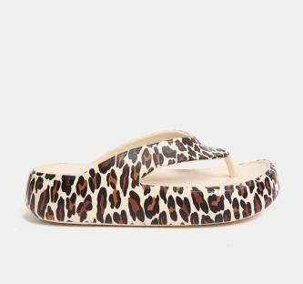 Leopard-print flip-flop.