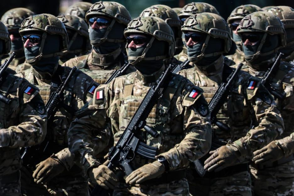 Troops attend a military parade under the name 'Strong White-Red' on Polish Armed Forces Day in Warsaw, Poland on 15th August, 2023. About 2,000 troops from Poland and other NATO countries took part, accompanied by 200 pieces of military equipment and 92 aircraft. The parade was held on the anniversary of the 1920 Battle of Warsaw, in which Polish troops defeated Russian Bolshevik forces. (Photo by Beata Zawrzel/NurPhoto via Getty Images)