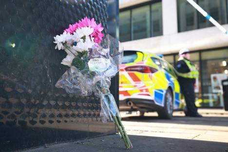 Flowers left at the scene of an accident.