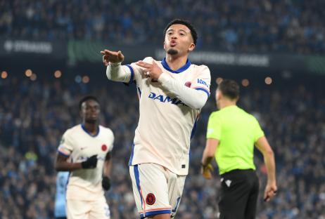 Jadon Sancho of Chelsea celebrating a goal.