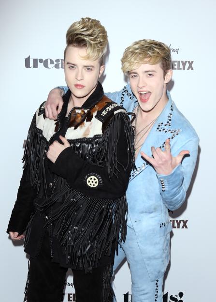 John and Edward Grimes, the Jedward twins, at a Halloween party.