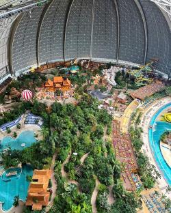 Aerial view of Tropical Islands Resort Berlin.
