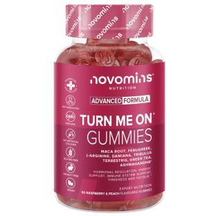Bottle of Novomins Turn Me On Gummies.