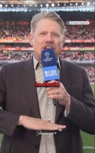 Peter Schmeichel and Kate Abdo in an awkward on-air moment.