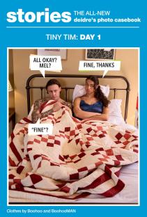 Illustration of a couple in bed, one seemingly upset.