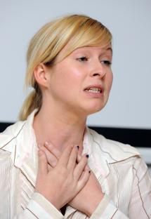 Brooke Kinsella at a press conference.