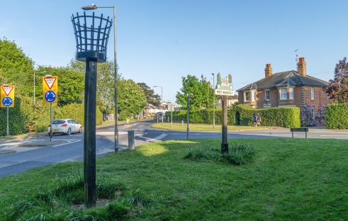 West Bergholt village sign and roundabout.