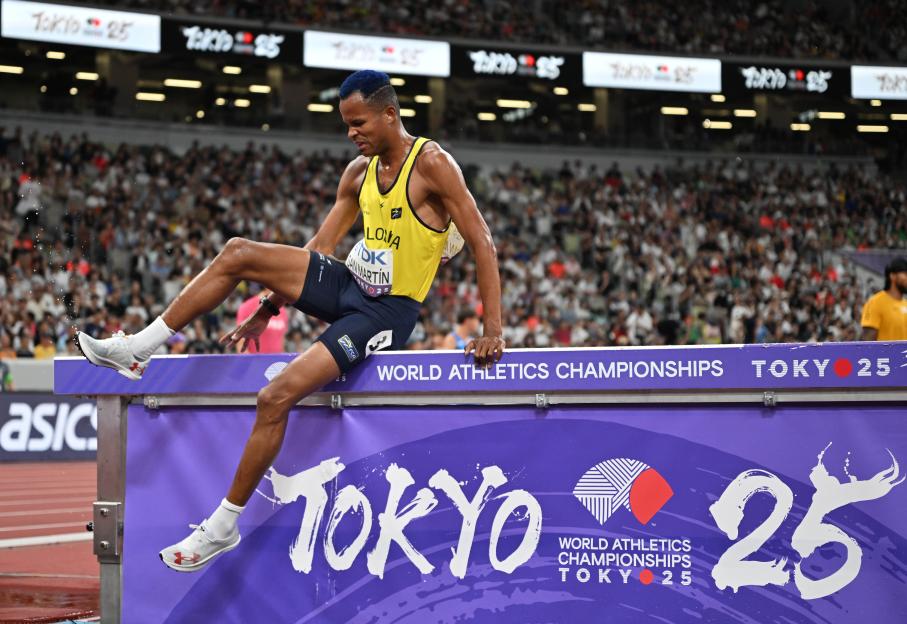 Carlos San Martin of Colombia competing in the men's 3000m steeplechase.
