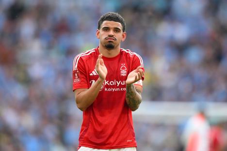 Morgan Gibbs-White of Nottingham Forest applauding after a match.