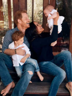 Prince Harry, Meghan Markle, and their two children.