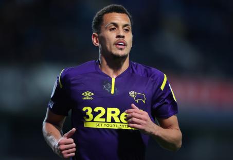 BLACKBURN, ENGLAND - MARCH 15: Ravel Morrison of Derby County looks on during the Sky Bet Championship match between Blackburn Rovers and Derby County at Ewood Park on March 15, 2022 in Blackburn, England. (Photo by Alex Livesey/Getty Images)