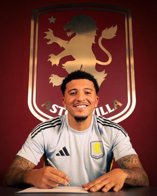 Jadon Sancho signing for Aston Villa.