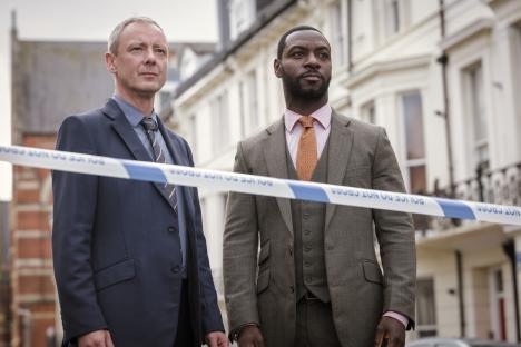 John Simm and Richie Campbell as DS Roy Grace and DS Branson in ITV's Grace.