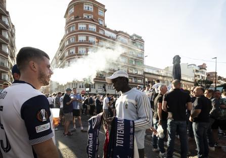 Tottenham Hotspur fans in Bilbao before a UEFA Europa League Final.