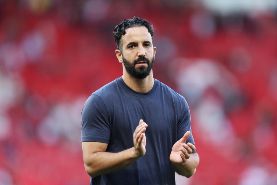 MANCHESTER, ENGLAND - AUGUST 17: Ruben Amorim, Manager of Manchester United applauds the fans following the Premier League match between Manchester United and Arsenal at Old Trafford on August 17, 2025 in Manchester, England. (Photo by Michael Regan/Getty Images)