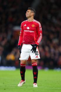 Casemiro of Manchester United looking dejected on the field.