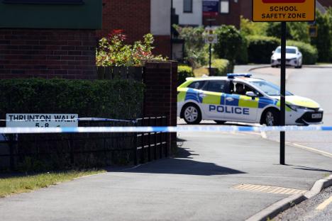 Police car and crime scene tape at Great Park, Newcastle.