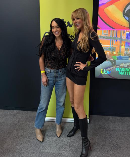 Two women posing together in front of an ITV Making What Matters backdrop.