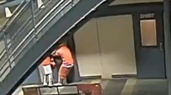 Security footage of prisoners escaping a jail.