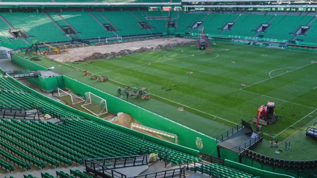 Sporting Lisbon's stadium undergoing renovations.