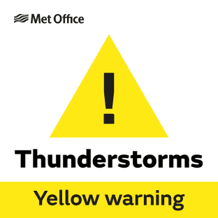 Thunderstorm yellow warning.